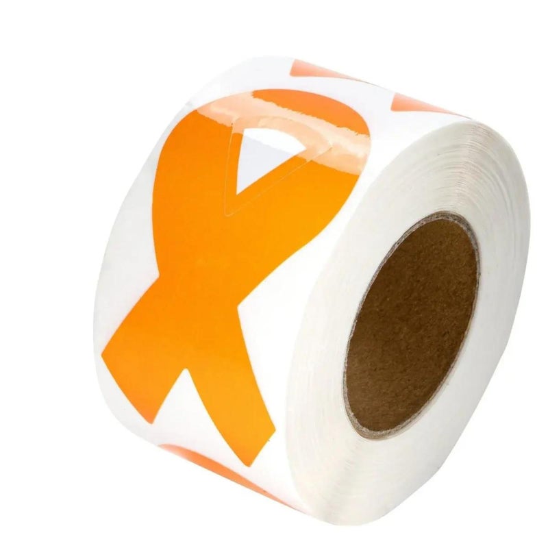 Fundraising For A Cause 250 Large Orange Ribbon Stickers (1 Roll) (250 Stickers) - Image 1